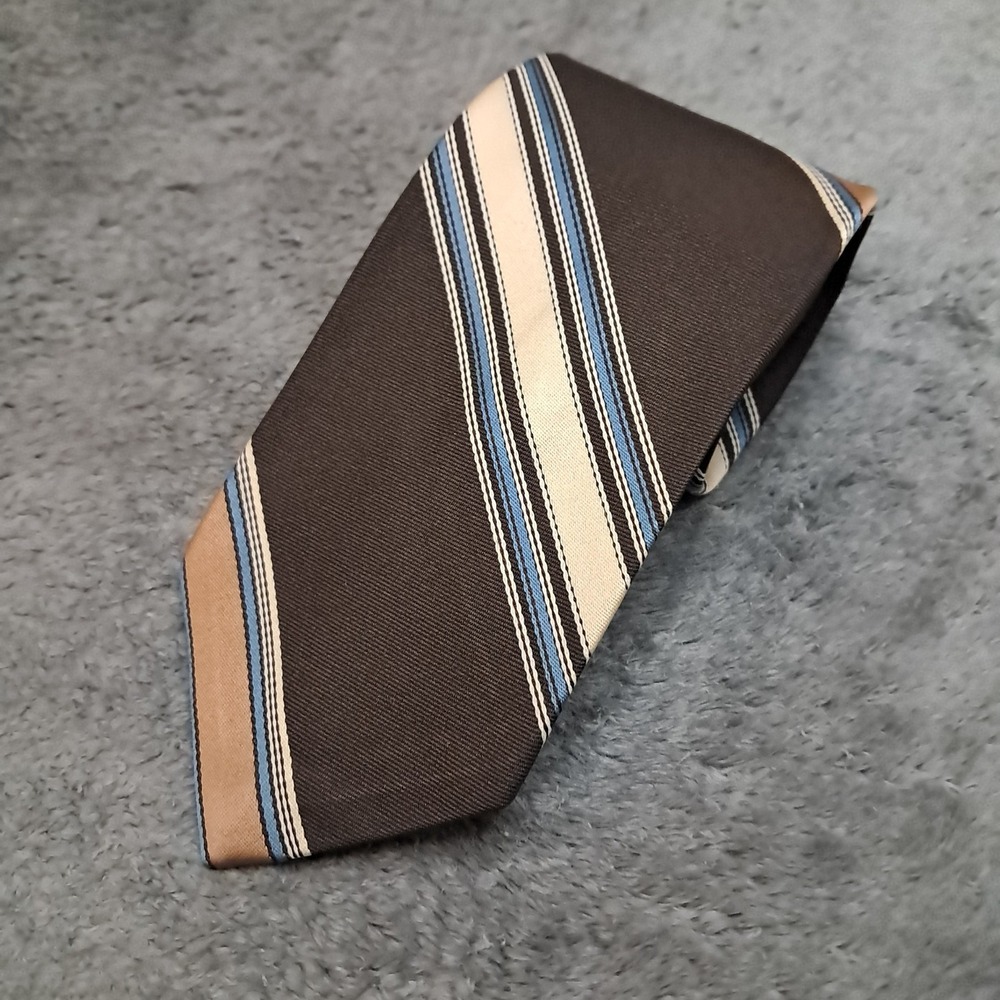 VTG 70s Carriage Cravats Tie Short 53"x 3.5" Brown Striped Retro